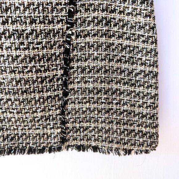 NWT Express Black Gold White Tweed Fringe Skirt 14 - Picture 3 of 7